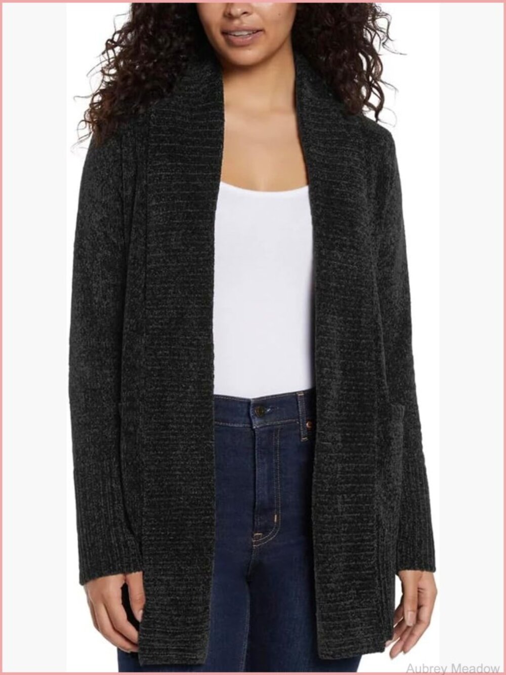 Womens Cardigan Sweater Chenille Pockets Soft Open-Front Midweight